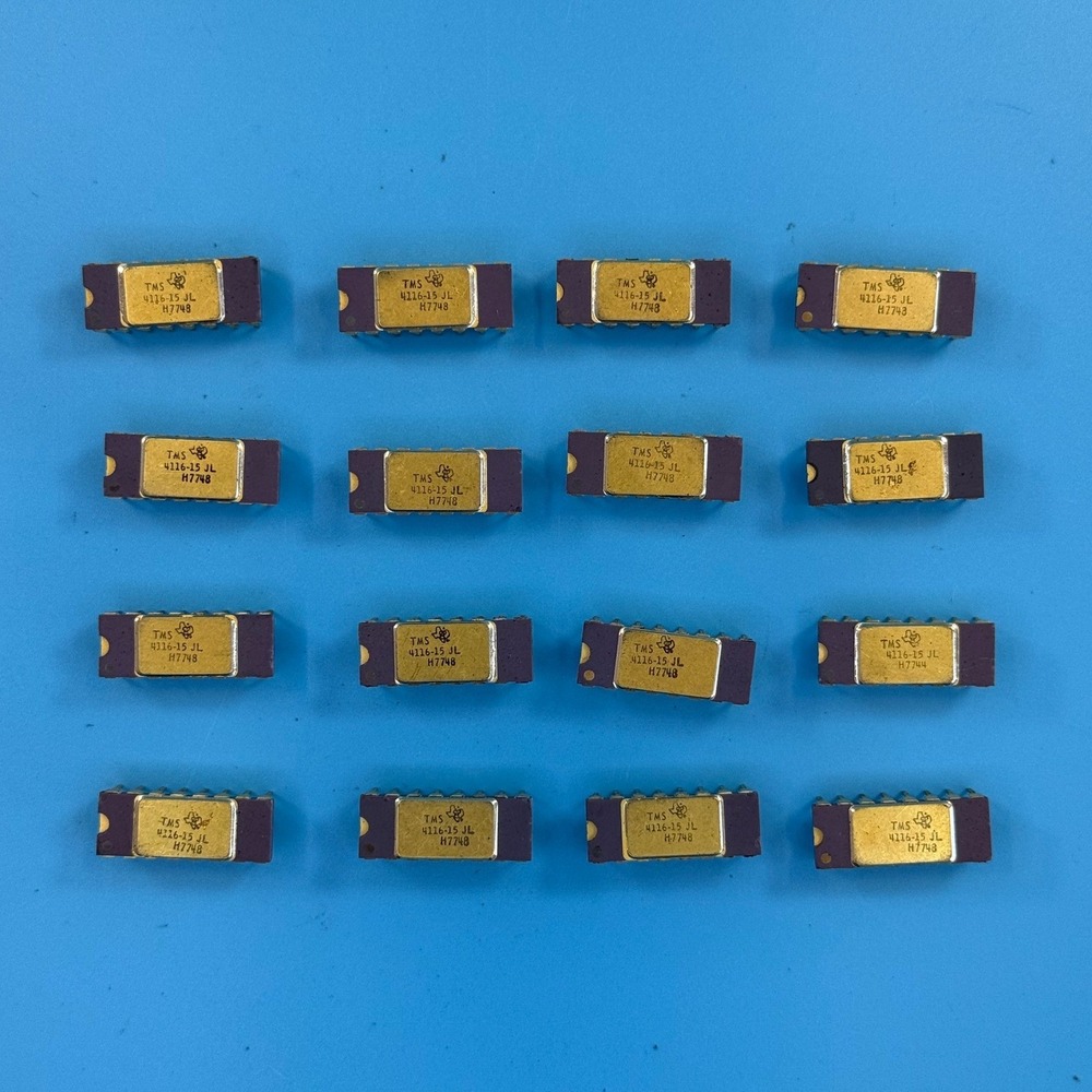 Lot of 16 Texas Instruments TMS4116-15JL 16Kbit DRAM Memory Chips DIP New
